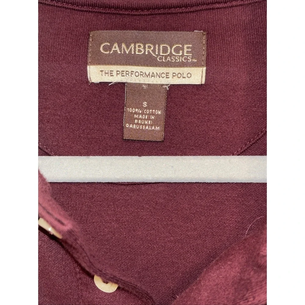 Cambridge Classics Performance Polo Mens Small Burgundy Short Sleeve Polo Soft‎